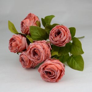 Rózsa csokor ,,égetett"  6 ágú barack színű