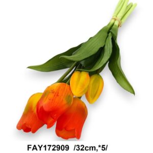 Gumi tulipán köteg 5 szál narancssárga