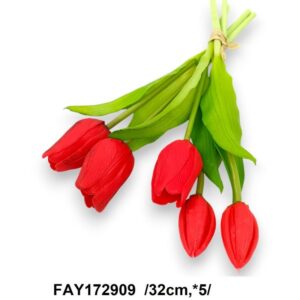 Gumi tulipán köteg 5 szál piros